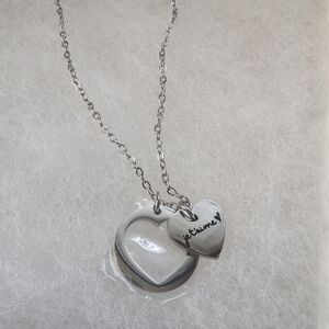 Je t'aime Engraved Stainless Steel Double Heart Pendant Necklace